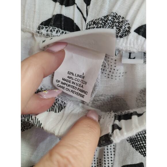 Hot Cotton Linen Cotton Blend Pants Black White Large - Picture 9 of 13